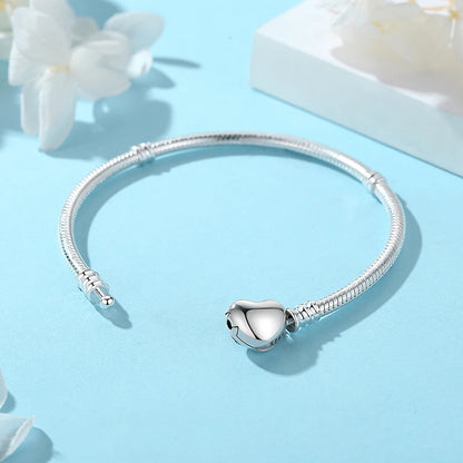 Original 925 Sterling Silver Bracelets Love Heart Moon Flower Butterfly Pave CZ Bracelets For Women DIY Jewelry Party Gift