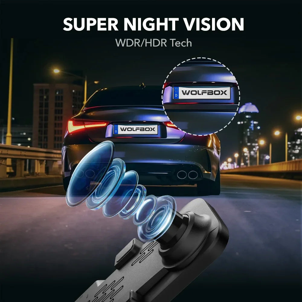 WOLFBOX G840S 12"IPS Dash Camera 4K Rearview Dash Cam GPS Video Recorder Night Vision HD Dual Cameras Car Dvr Parking Monitor