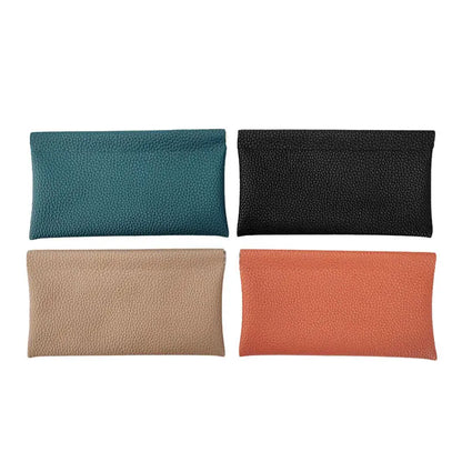 Self‑Closing Artificial Leather Long Wallet Passport Driver's License ID Holder Headphone Data Cable Storage Cash Pouch