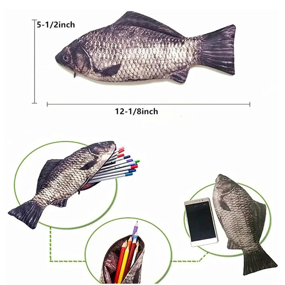 Pencil Case Fish Shaped Novelty Fish Pen Bag Fish Coin Purse Funny Pencil Case Gifts for Office Supply