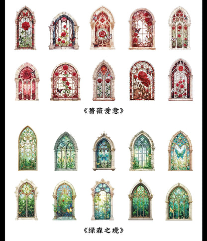 10pcs Flowers Window Sticker PET Materials Collage Junk Journal DIY Scrapbooking Supplies Aesthetics Decor Sticker