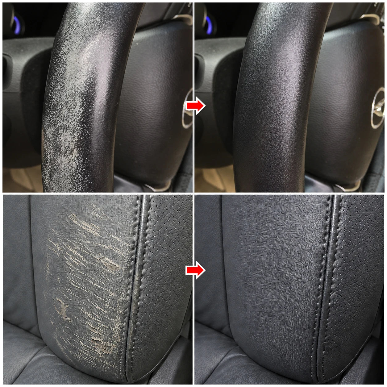 Car interior leather and plastic refurbishment, Paintable repair filler Fix small holes and scratches on smooth leather