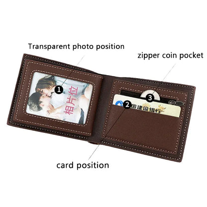 Short Men Wallets Zipper Coin Pocket Slim Card Holders Luxury Male Purses High Quality PU Leather Men's Wallet Money Clips