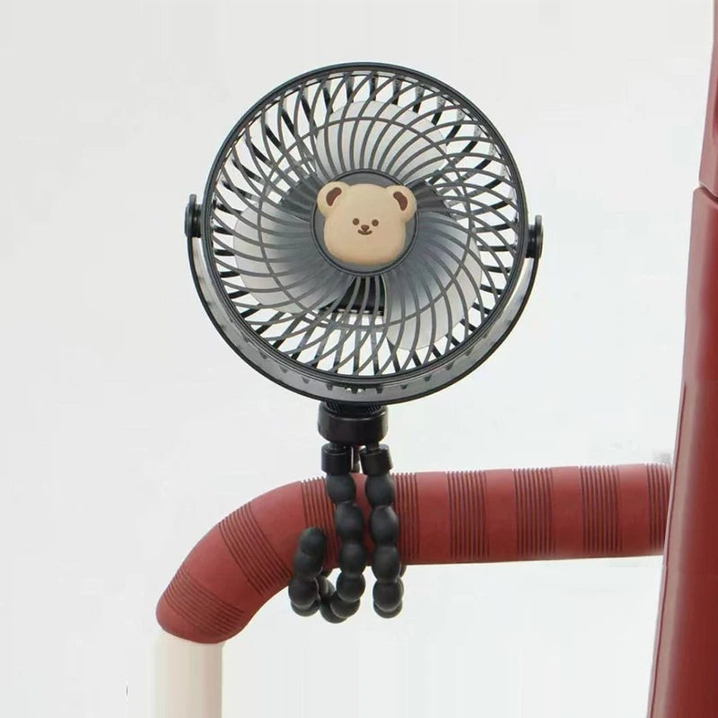 Korean Baby Cart Stroller Fans Portable Outdoor Fan Clip Cute Bear Bunny Rechargeable Handheld Electric Fan for Home 3 Speeds