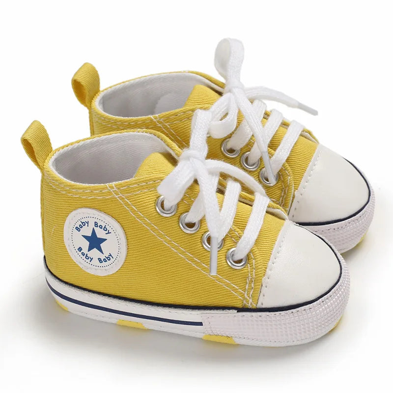 Print Star Sports Baby Canvas Classic Sneakers Newborn Baby Boys Girls First Walkers Shoes Infant Toddler Anti-slip Baby Shoes