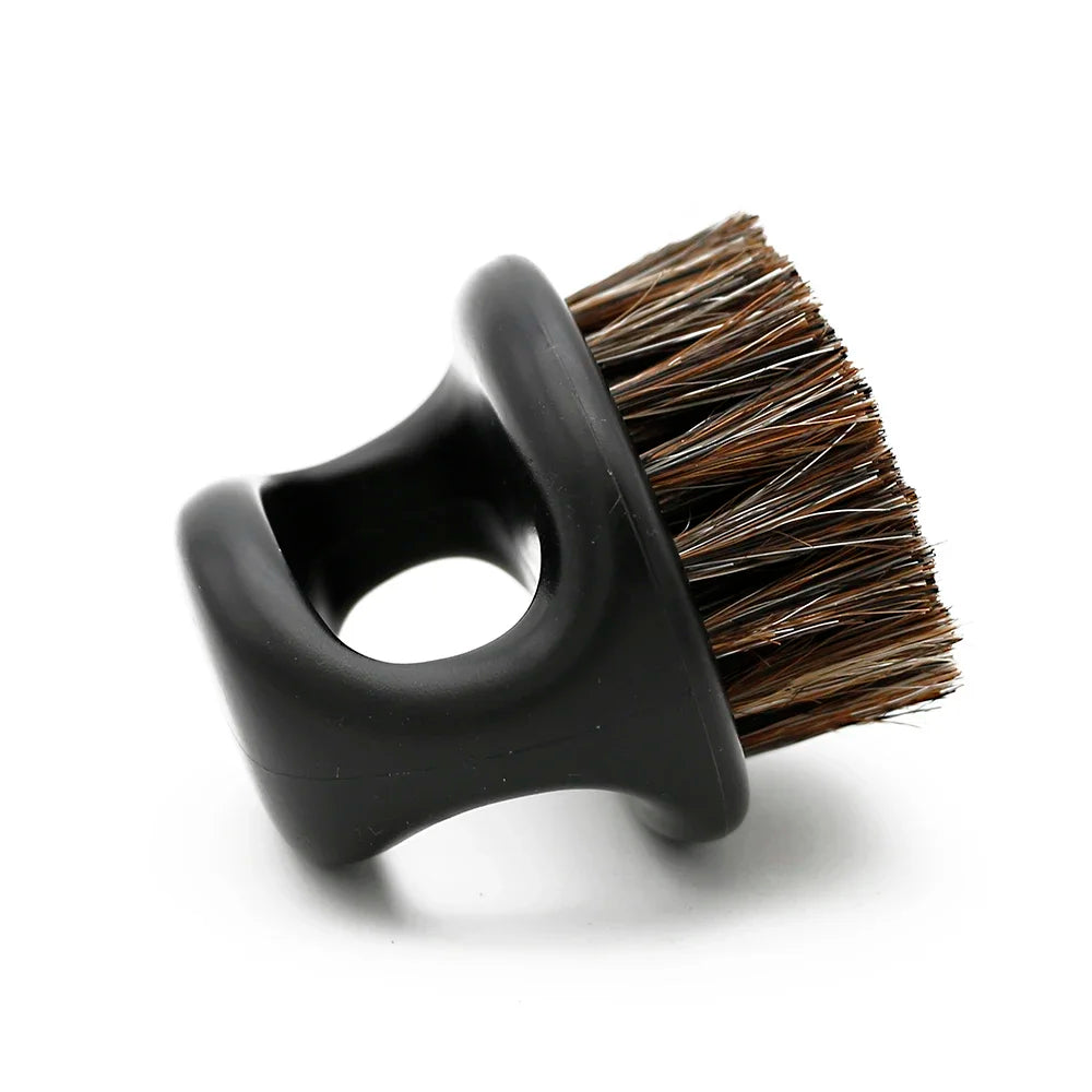 Pro Hairdresser Dust Brush Anti Static Boar Bristle Ring Beard Comb Salon Hair Sweep Brushes Shaving Facial Men's Mustache Brush