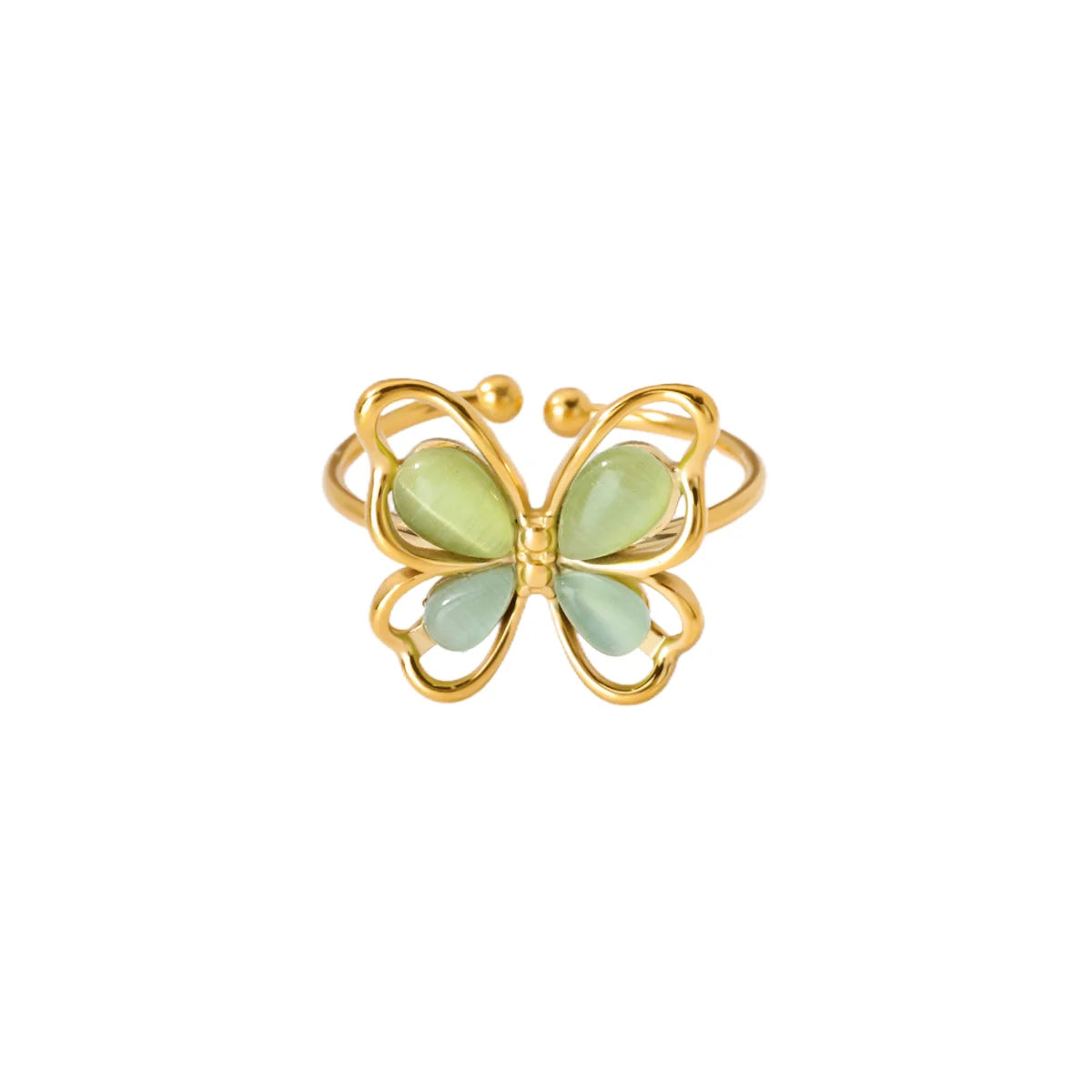 Cute Butterfly Rings For Women Gold Color Stainless Steel Geometric Opening Butterfly Ring Aesthetic Wedding Christmas Jewelry