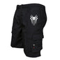 Men's Spider Print Cargo Shorts Male Outdoor Overalls Elastic Waist Cycling Shorts Multi-pockets Loose Work Beach Sports Shorts