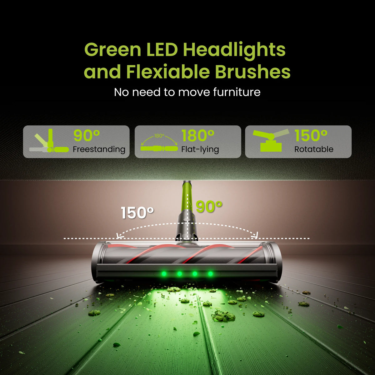 SmartAI V6 80Mins Cordless Vacuum Cleaner 65KPA 650W Powerful Suction Vacuum, 24000mAh Big Battery Vacuum Cleaner