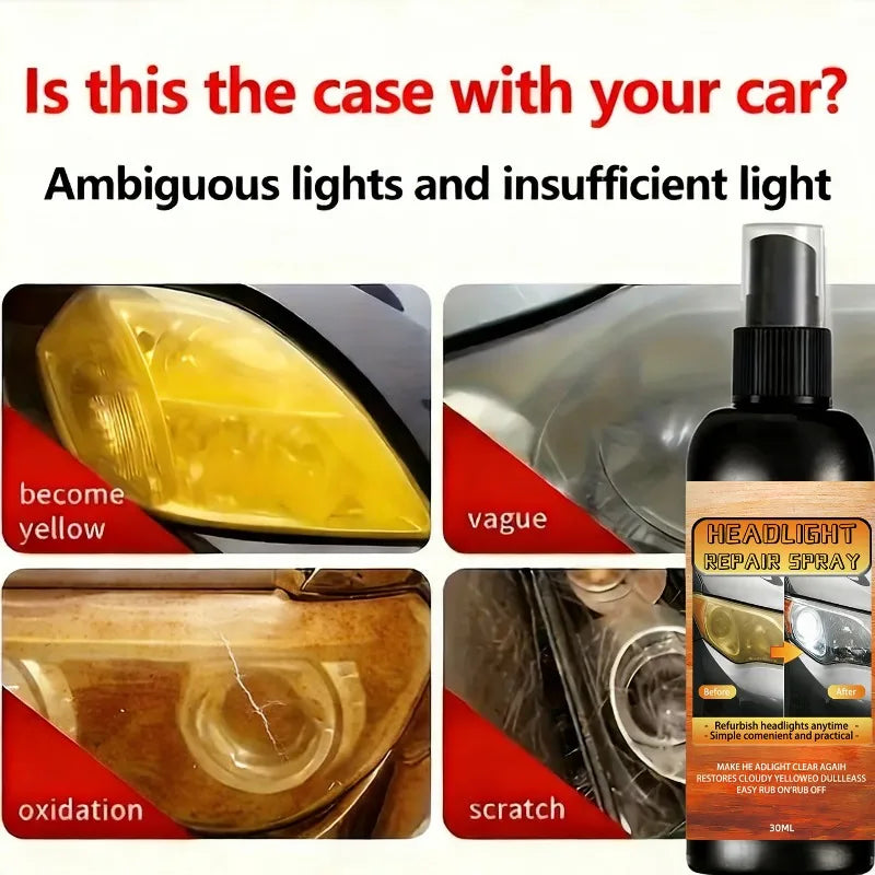 Car Headlight Coating Spray Liquid Car Light Cleaner And Restorer UV Resistant Long Lasting Head Light Coating Spray