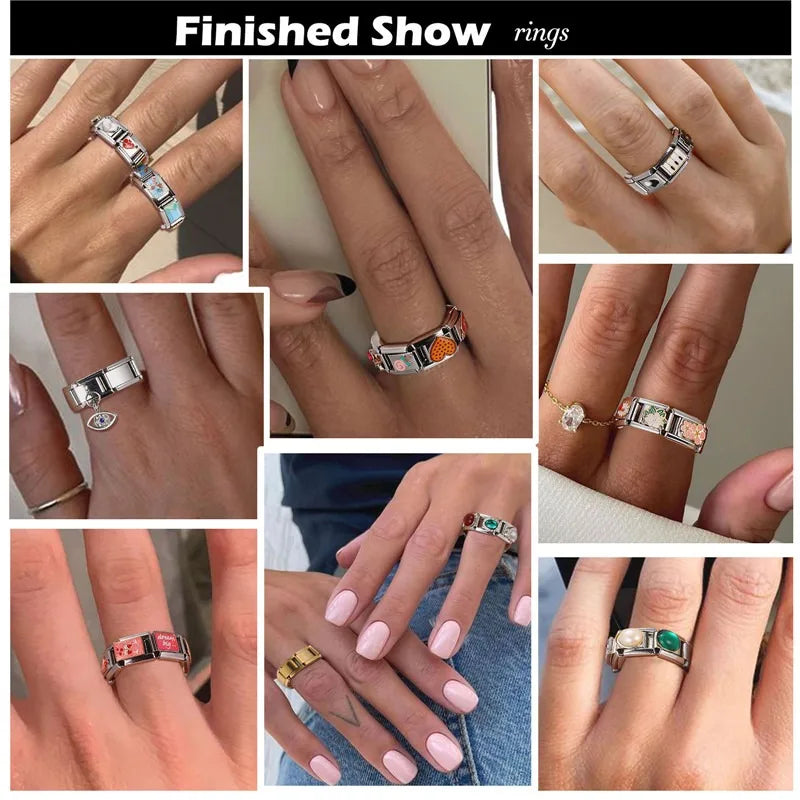 2025 Women's Fashion Colorful Flowers Oil Painting Style Series Italian Charms Fit 9mm Stainless Steel Bracelet DIY Jewelry Gift
