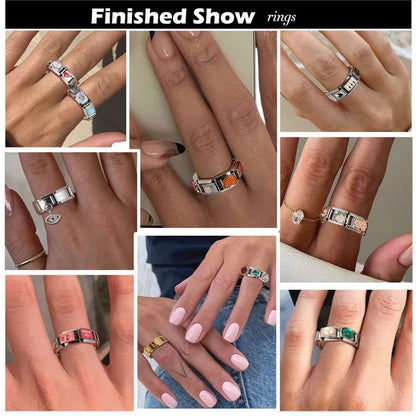 2025 Women's Fashion Colorful Flowers Oil Painting Style Series Italian Charms Fit 9mm Stainless Steel Bracelet DIY Jewelry Gift