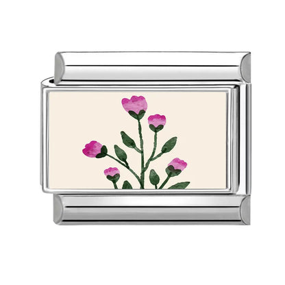 2025 Women's Fashion Colorful Flowers Oil Painting Style Series Italian Charms Fit 9mm Stainless Steel Bracelet DIY Jewelry Gift