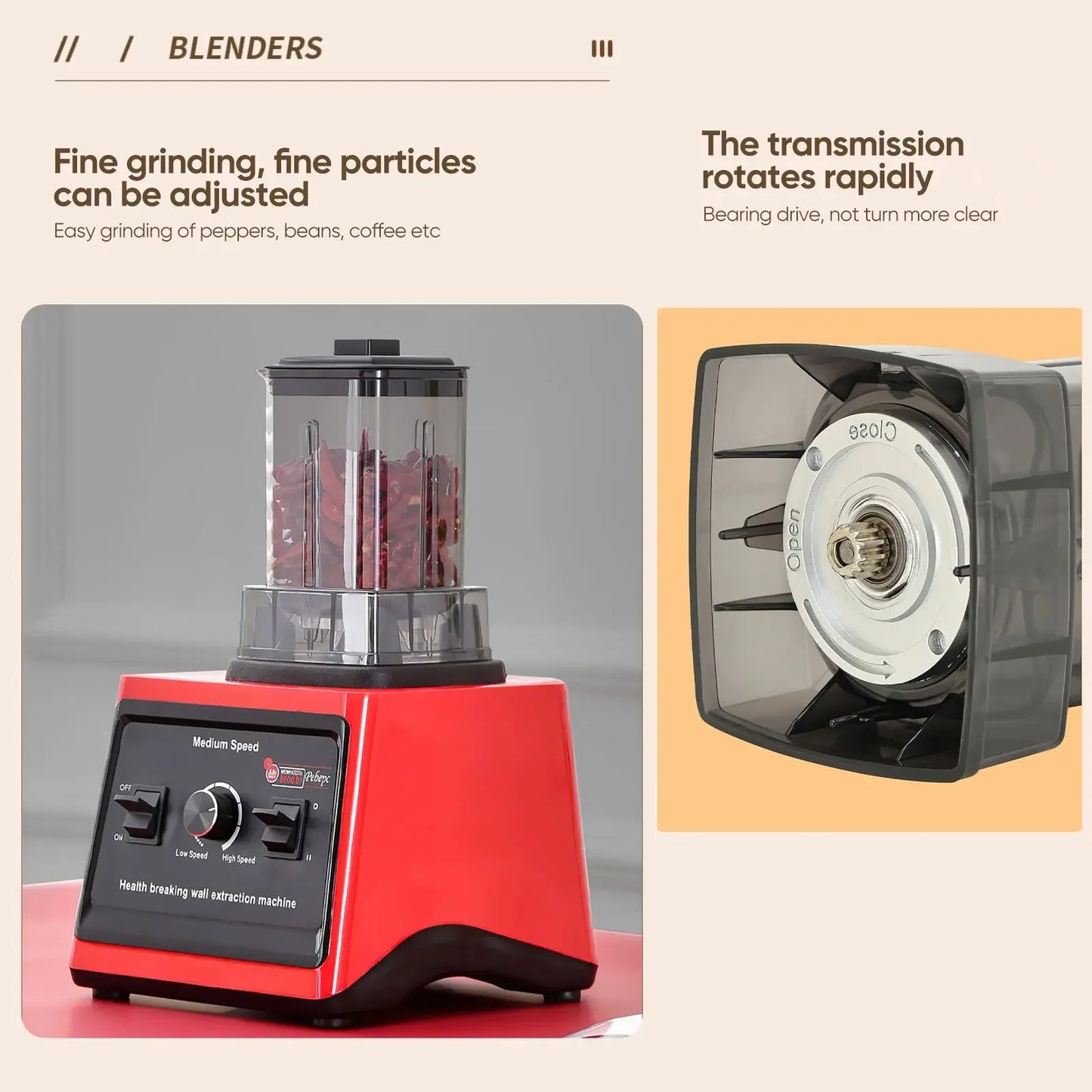 9500W Fuel Table Blender Juicer Smoothie Maker 3-In-1 0.5/1.5/3L Container Food Processor Blenderboxer for Ice Nut Fruit