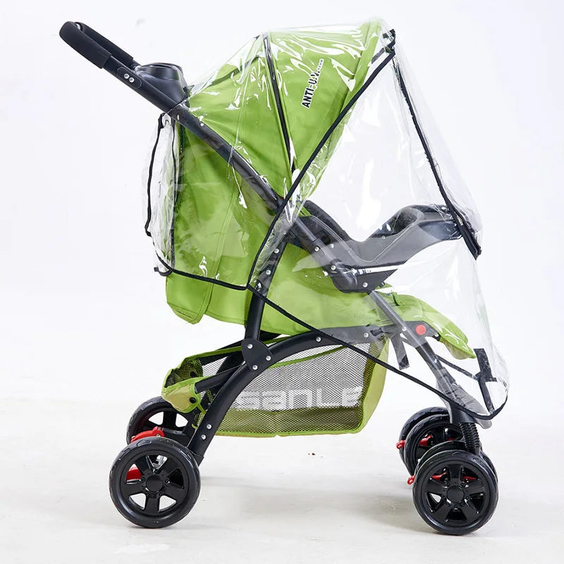 Transparent Baby Trolley Rain Cover Universal Waterproof Breathable Stroller Raincoat Zipper Opens Umbrella for Cart Accessories