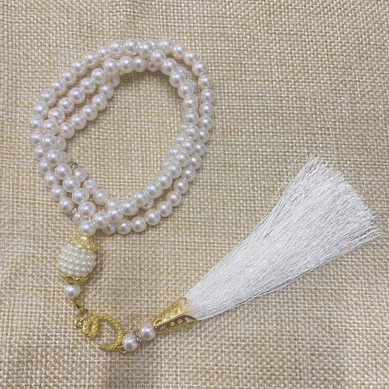 Muslim 99 Prayer Beads Tasbih Rosary Bracelet Islamic Misbaha Pearl Beads Tassel Necklace Ramadan Eid Jewelry for Women Men
