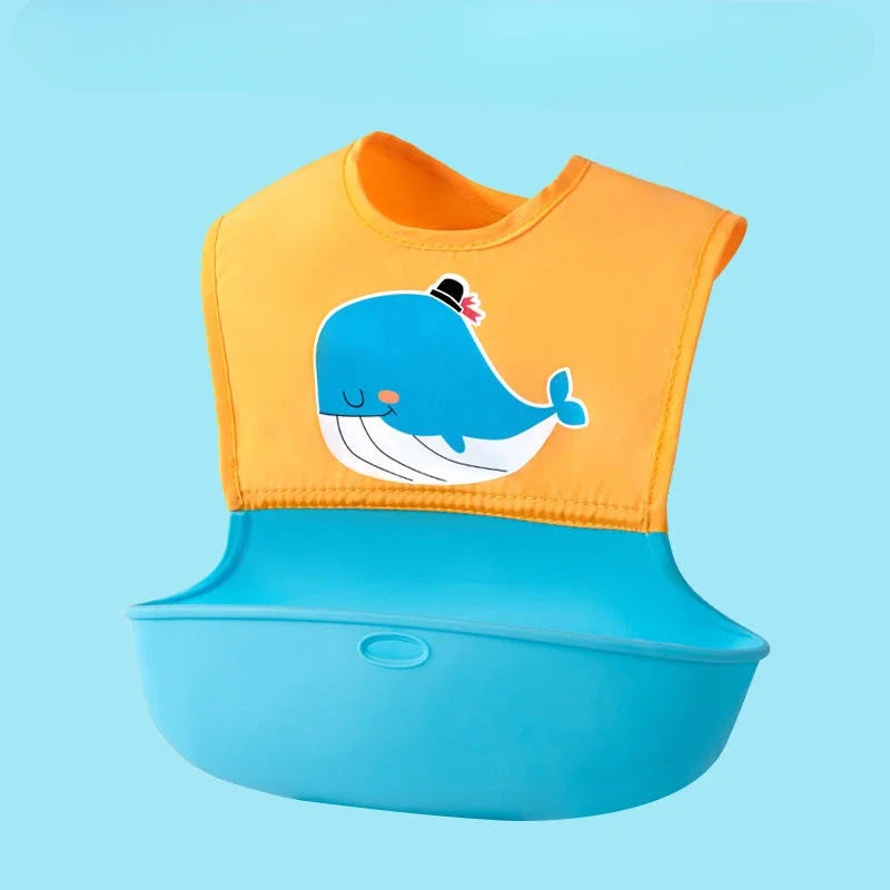Kids Soft Waterproof Baby Silicone Bibs Cute Cartoon Printed Adjustable Girl Boy Children Lunch Newborn Feeding Stuff Bib Scarf
