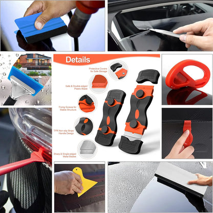 18/45/65pcs Window Tint Kit for Cars Vehicle Glass Protective Film Wrapping Set Vinyl Wrap Tools Window Tint Tools Car Film Kit