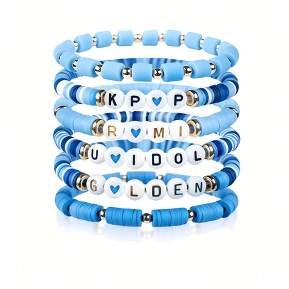 6pcs Korean Pop K-Pop Bracelet Set Multicolor Kpop Group Lettering Jewelry Durable Fan Accessory Concert Cosplay Birthday Gift