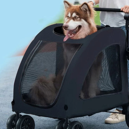 Large Dog Strollers Breathable Zipper Design Pet Cart Dogs Carrier Outdoor Travel Large Transportation Carts Adjustable Height