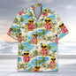 Funny Neon Rubber Duck Hawaiian Shirt for Men Galaxy Yellow Duck Mens Hawaiian Casual Button Down Shirts Short Sleeve Shirt Tops