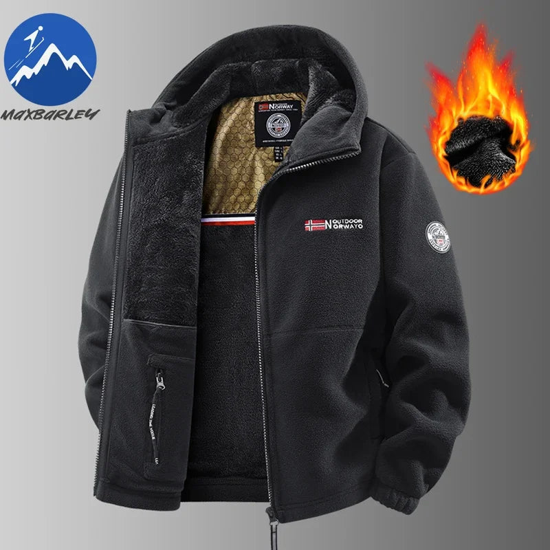 Autumn and Winter New Retro Trendy Jacket Men's Double Sided Polar Fleece Business Leisure Outdoor Couple Coat Top