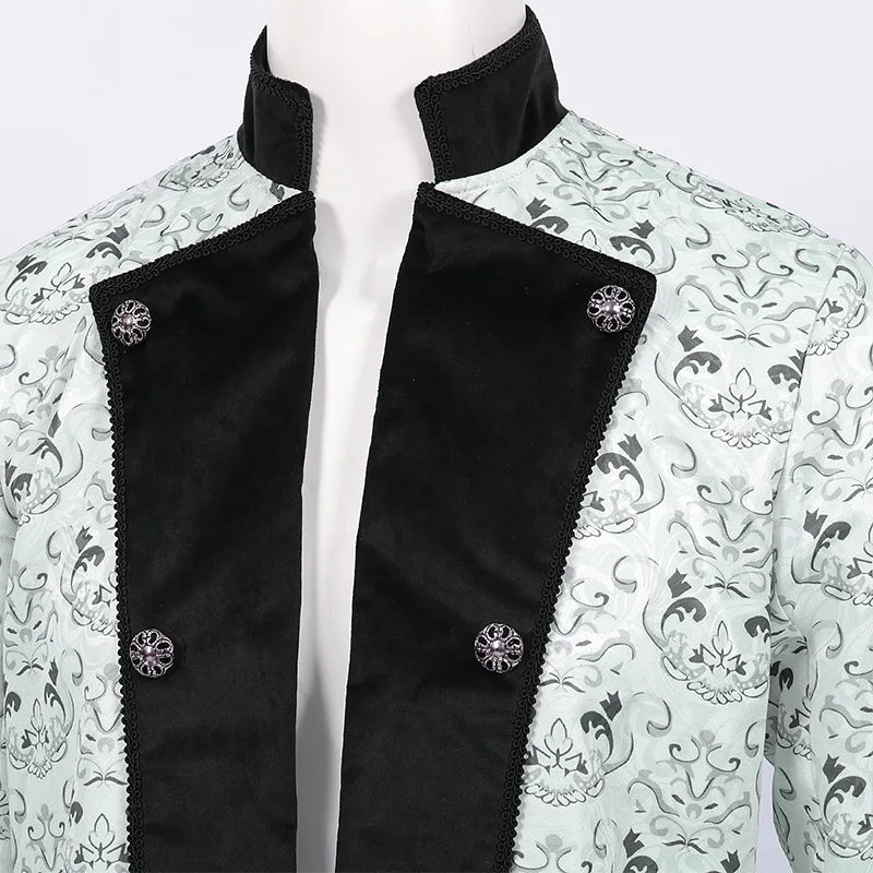 Men Steampunk Coat Tuxedo Medieval Costume Jacket Halloween Retro Renaissance Victorian Party Male Stand Collar Fashion Tailcoat