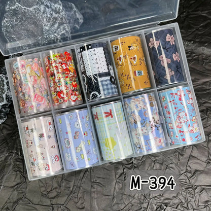 10Rolls Plaid Thousand-Bird Bow  Stars Nail Foils Transfer Paper  Nail Art Stickers  Manicure Set Decal  Nails Decoration