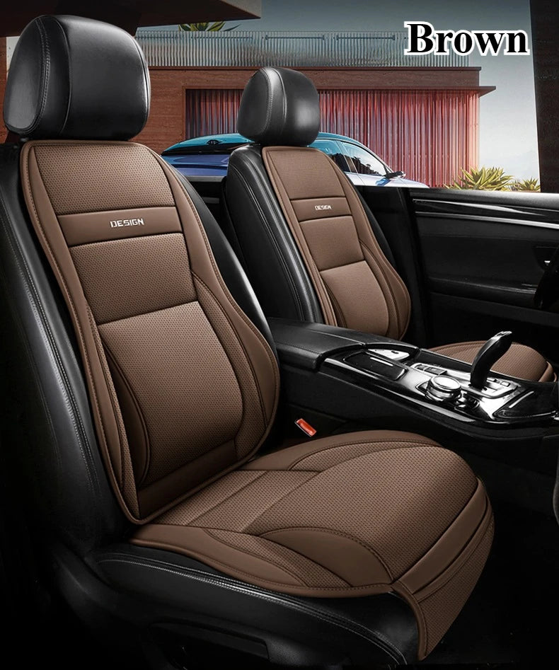 Ergonomic PU Leather Car Seat Cushion with Lumbar & leg Support Ventilated Design Storage Pockets Universal Fit for Most Cars