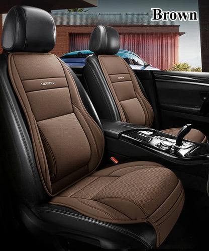 Ergonomic PU Leather Car Seat Cushion with Lumbar & leg Support Ventilated Design Storage Pockets Universal Fit for Most Cars