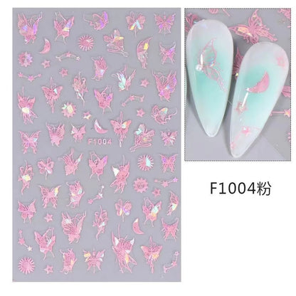 Black and White Love Flowers Line Art 3D Stickers Nail Decals Nail Art Accessories Butterfly Rose Nail Stickers Nail Sliders