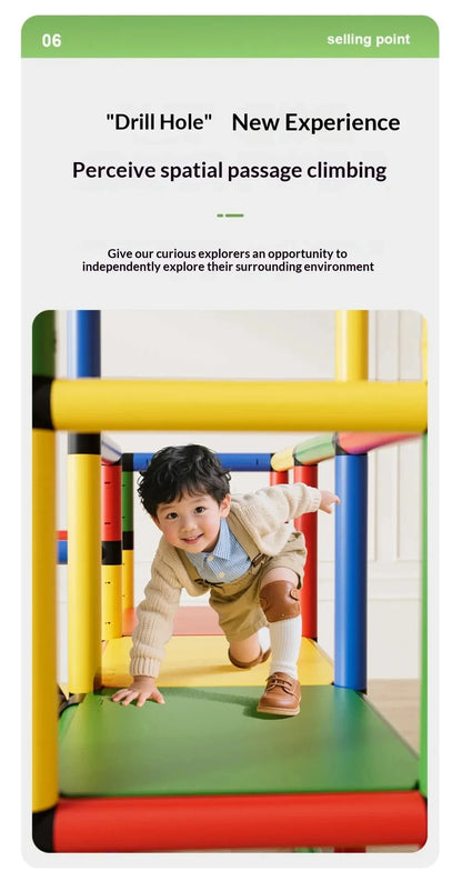 Kids Indoor Climbing Frame With Slide For Sensory Training And Intellectual Development Play Equipment