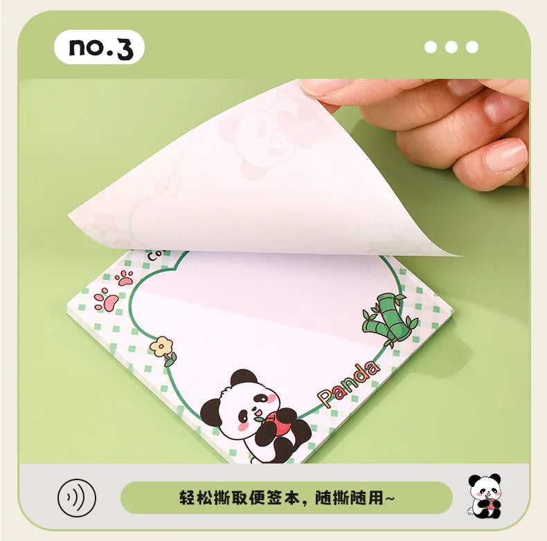 200sheets Panda Memo Pads Cute Animal Note Pads No Adhesive for Students Aesthetic Office School Supplies Bulk Notebook Labels