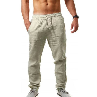 2025 New Men's Cotton Linen Pants Male Autumn New Breathable Solid Color Linen Trousers Fitness Streetwear S-3XL-5XL