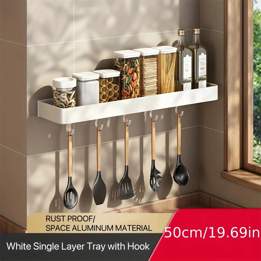 30-50Cm Kitchen Seasonings Rack Pepper Wall-Mounted Hook Cabinet Storage Spatula Tool Storage Kitchen Accessories