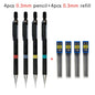 Mechanical Pencil with Refill Rods Set 0.3mm 0.5mm 0.7mm 0.9mm Automatic Pencil Replaceable Leads Office School Stationery Gift