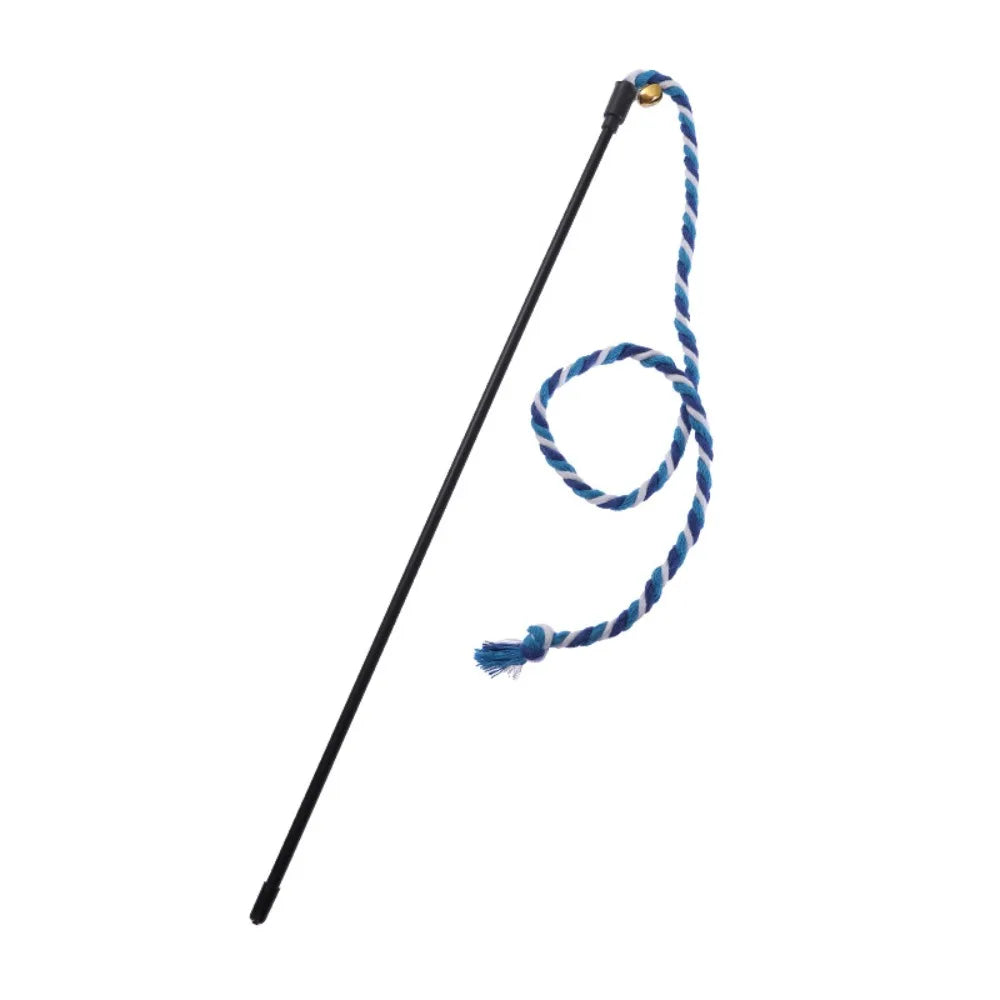 Multi-functional with Bell Cat Wand Cotton Rope Bite Resistant Cat Wand Interactive Play Kitten Teething Stick Pet