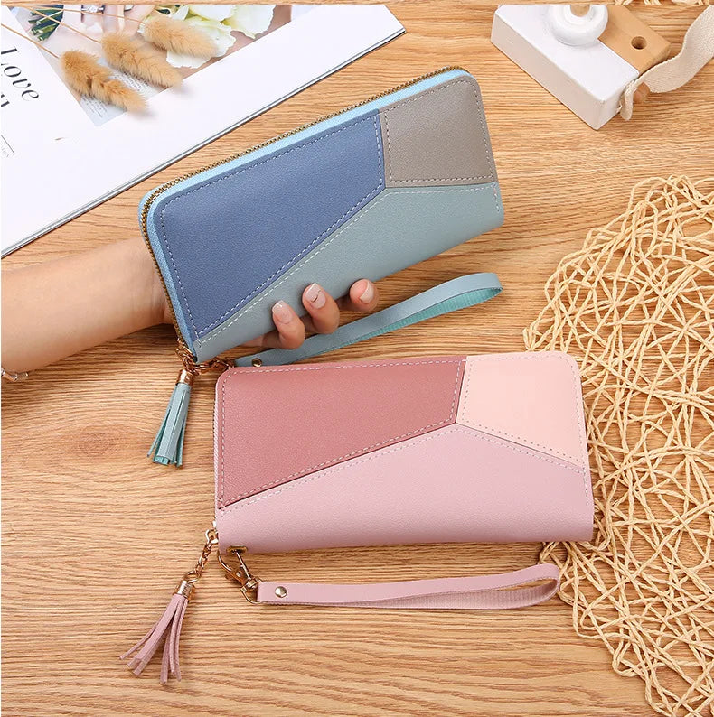 Fashion Zipper Wallets Womens Long Purses Handbags Coin Purse Cards Holder PU Leather Billfold Wallet