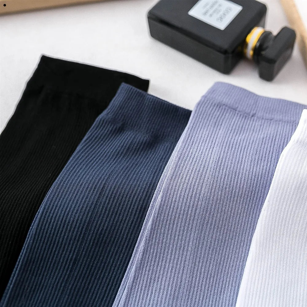 10pairs New Breathable Men Ice Silk Socks Soft Elastic Ultra-thin Socks Solid Business Socks