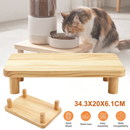 Elevated Cat Food Bowl Platform for Automatic Pet Feeders Raised Feeding Stand Pet Food Water Dispenser Platform for Cats Dogs Neck Protection Easy Assembly 34.3x20x6.1cm