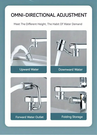 Stainless Steel 1080° Swivel Kitchen Faucet Extender Universal Splashproof Dual Mode Bathroom Sink Accessories with Adapter