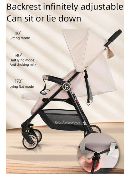 1 Black Lightweight Baby Stroller Weighs Only 4.7kg Convenient for Airplanes, Trains and Cars, Suitable for Home Use and Busines