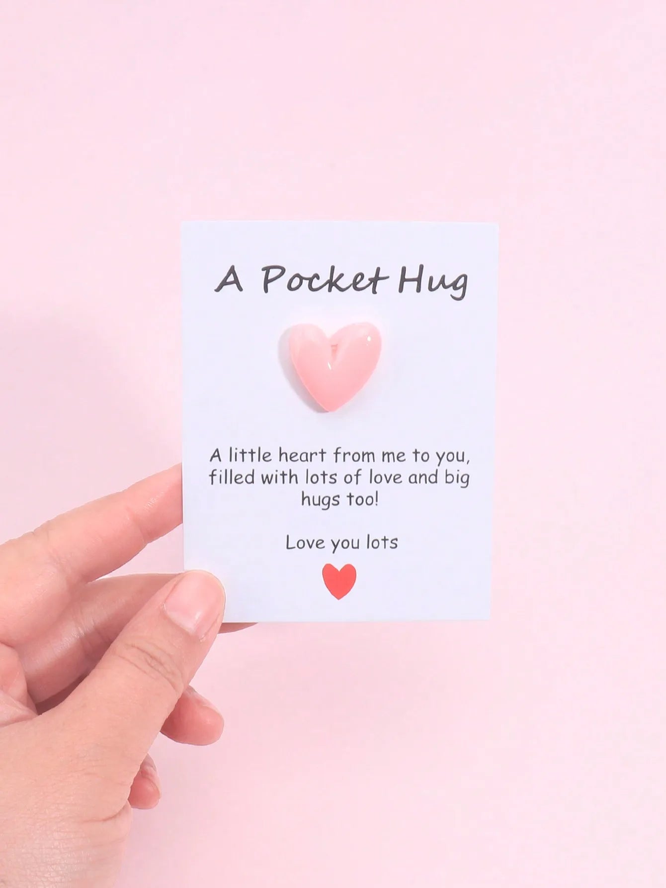 4 Pack Small Cute Pocket Hug Cards, Heart Shape Encouragement Greeting Cards, Mini Love Cards for Birthday Valentine