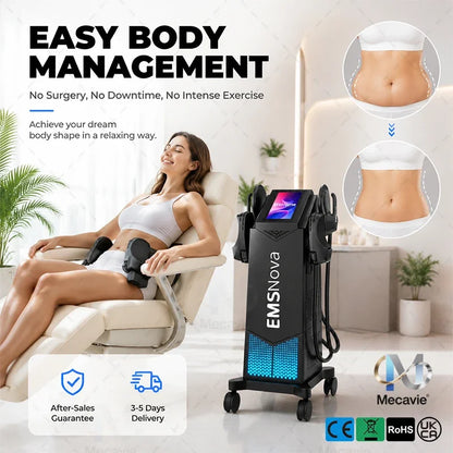 EMS 6500W HIEMT Sculpt 4Handles Non-invasive Fat Loss Muscle Build Butt Lift Skin Tighten Contour Machine 200HZ Peach Butt