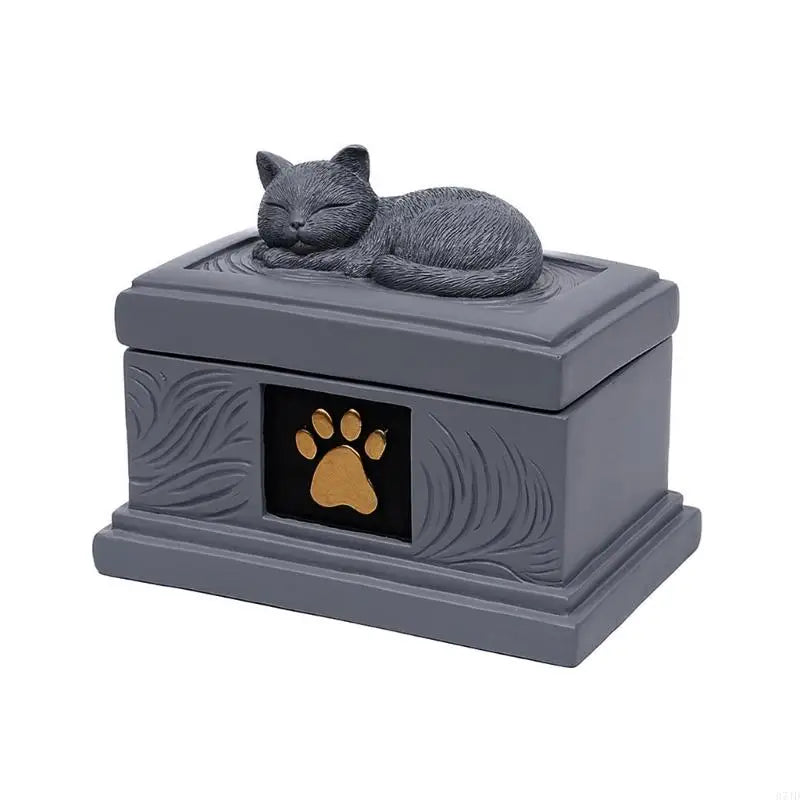 Pet Memorials Ornaments Resins Cats Asleep Urn Ashes Container Organizers for Animal Funeral Cremations and Cremations Gift 37JD
