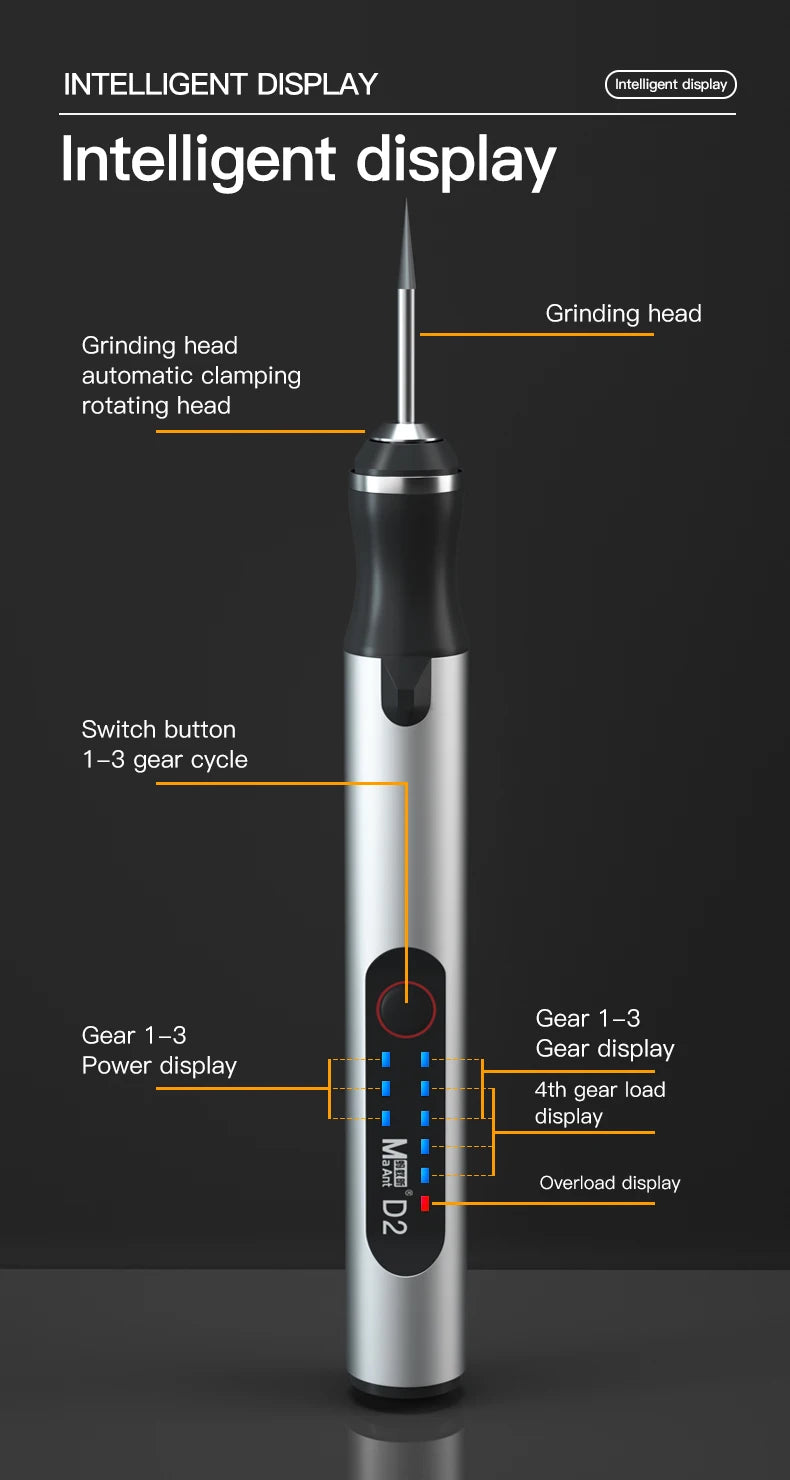 MaAnt D1 D2 Smart Electric Sharpening Mini Handheld Grinder Engraving Pen Tool Set DIY Carving Grinding Polishing Rechargeable