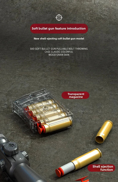 Soft Bullet Sniper Toy Gun Manual Loaded Shell Ejecting Firable Outdoor Battle Gun Model Christmas Gift