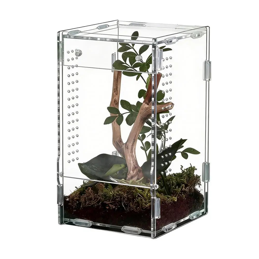 1pc Acrylic Transparent Reptile Breeding Box Amphibian Cage Nano Arboreal Tarantula Enclosure Jumping Spider Reptiles Habitat