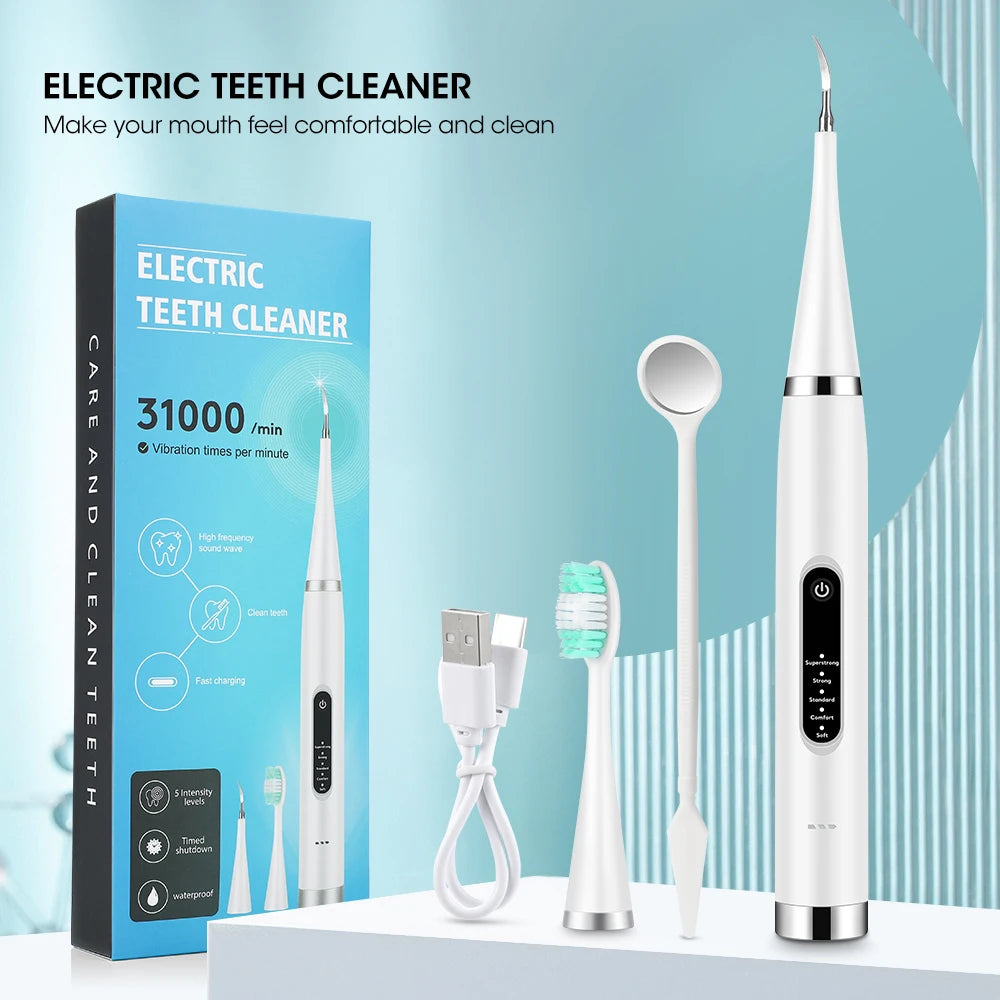 Electric Dental Scaler For Teeth Tartar Stain Tooth Calculus Remover Electric Teeth Plaque Cleaner Dental Stone Removal