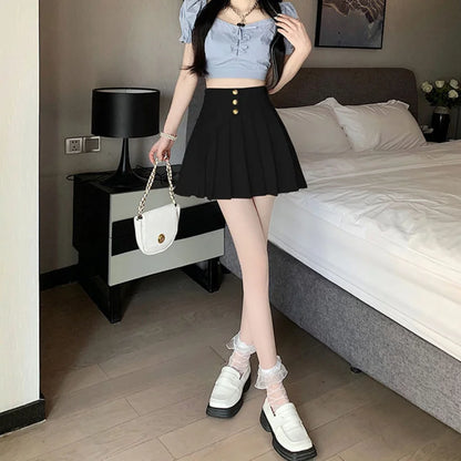 Black Pleat Skirts for Woman White High Waist Pleated Mini Clothes Short Kawaii Cute Women's Skirt Aesthetic Cheap Summer 2025 V